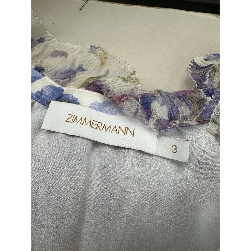 Zimmermann Tama Iris Silk Playsuit Romper Floral Ruffle Button Front No Belt 3 - Picture 11 of 13